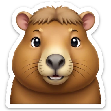 Cinematic Noble Capybara Portrait Emoji, Poised and serene, with a robust, rounded build and a distinctly capybara head featuring a broad, slightly flattened face, short snout and small, rounded ears, covered in soft, earthy fur and gentle, wise eyes, Simplified yet sharp and sophisticated features, highly detailed, glowing with a warm, natural glow, high shine, intelligent and calm, stylized with an air of understated authority, focused and attentive, soft glowing outline, capturing the essence of a watchful and confident capybara guardian that feels as though it could step out of the screen with effortless authority! sticker