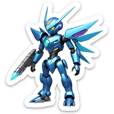 Shiny Futuristic Cool Edgy Badass Fakemon-Pokemon-Digimon-Spectrobes-Medabot-fusion, full body sticker
