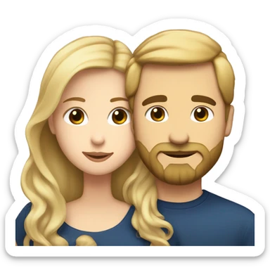 a white girl who has black-blonde hair kissing a white guy with anchor beard and an edgar cut  sticker