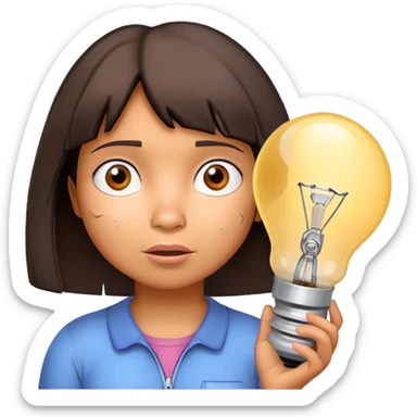 dora the explorer with a cracked lightbulb above her head looking dumb sticker