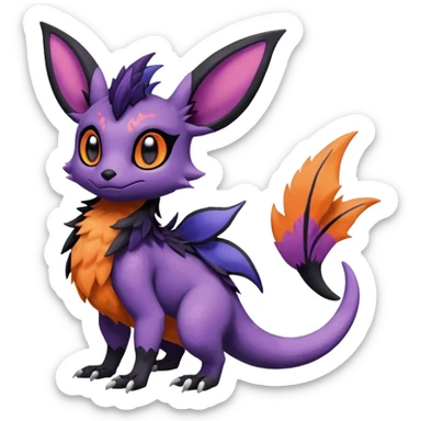 Rare exotic cute epic aesthetic Salandit-Eevee-Noibat-species-Fakemon-hybrid-creature, with markings, full body sticker