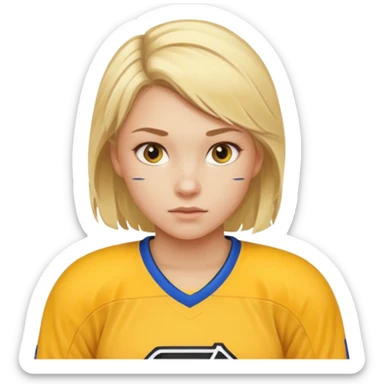 Girl hockey player with yellow jersey full body sticker