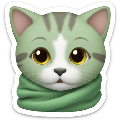 Kitten in a sage green blanket sticker