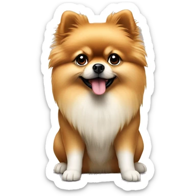 En vit liten pomeranian utklädd till tomten  sticker