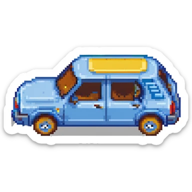 lego style Dacia car, side view, bright colors, simple sticker