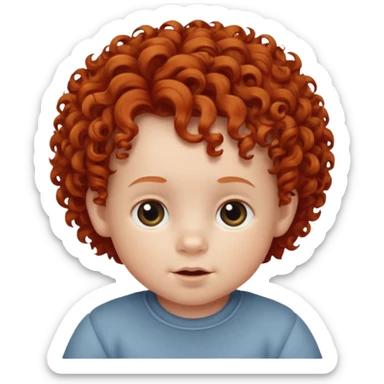 redhead kid with unique face features and very curly hair baby kid boy sticker