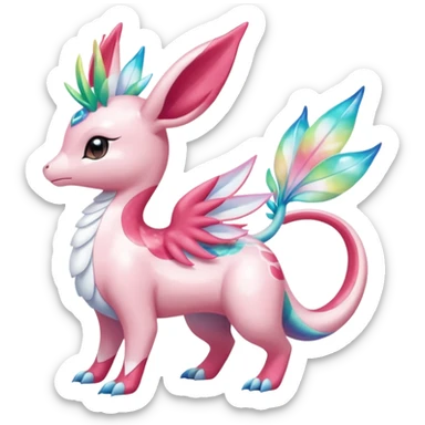 Shiny Sparkly beautiful gorgeous ethereal Scaley Exotic Shaymin-Aurorus-Sylveon-Milotic-Dragonair-Fakémon-hybrid-creature (full body) sticker