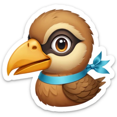 bird with piercings on beak and ribbon two eyes sticker