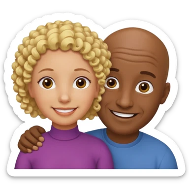 Papá calvo moreno, hija rizada y mamá rubia sticker