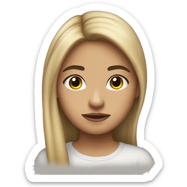 Half white half Hispanic teenage girl with dirty blonde hair and a shirt that says  sticker