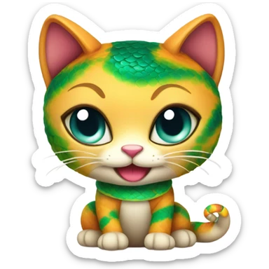 cute cat in a cute snake costume sticker