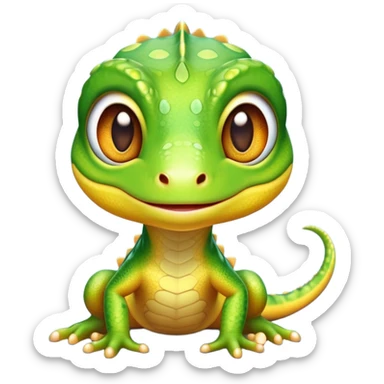 cinematic-cute-realistic gecko-portrait-emoji,-head-tilted-playfully-and-inquisitively,-featuring-a-small,-charming-body-with-smooth,-vividly-patterned-scales,-bright,-sparkling-eyes-and-delicate,-sticky-toe-pads,-simplified-yet-irresistibly-adorable sticker