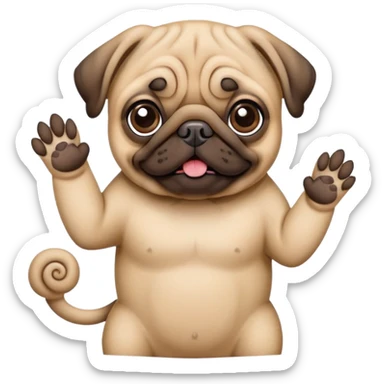 pug waving one paw sticker