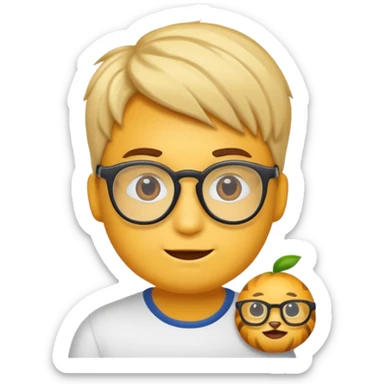 Erstelle mir eine Emoji von einem Jungen. Herkunft: Südamerika, Jung und Gutaussehend, mit durchsichtiger Brille und anderer Frisur  sticker