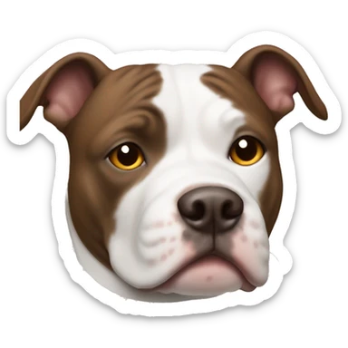 Pitt bull dog with all white face and brown ears and nose  sticker