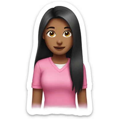 Girl with long black hair and is wearing a pink shirt sticker