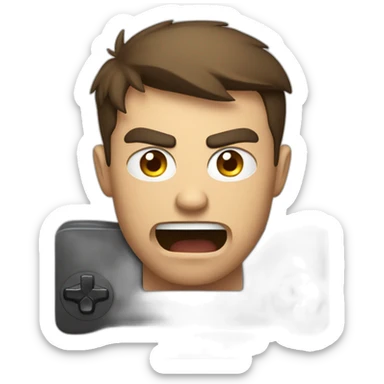 men cartoon very angry while play video games sticker