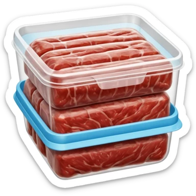 A 3D cartoon pack of minced meat wrapped in transparent plastic, supermarket-style packaging, Memoji-style. sticker