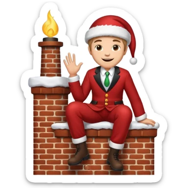 Cristmas male sit down on a chimney sticker