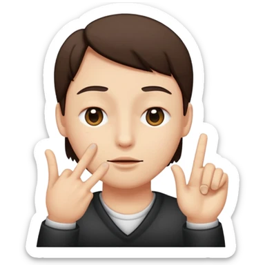 one eye close like giving a blink with hand pointed  sticker