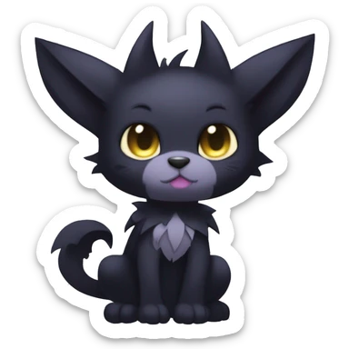 Anthro Dark Beautiful Shiny Edgy Cool Shy Grumpy FurSona Feline-Bat-Fakemon Long Emo Hai-bangs  Vtuber Model sticker