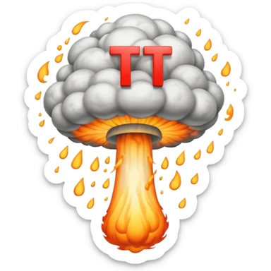 atomic bomb mushroom cloud in the shape of the letter T sticker