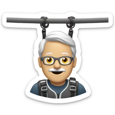 white man wearing glasses with gray mustache zip lining sticker