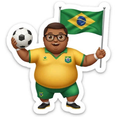 make an guy called pedro who is dancing with a football and playing brazzilian phonk and hee has glasses and is obese and make it look like hes listening to brazzilian phonk so it has a brazil flag and text saying phonk on it and give him demon laser eyes phonk demon tuff boii  sus phonk brazilo! sticker
