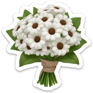 White Bouquet with brown wrapping  sticker