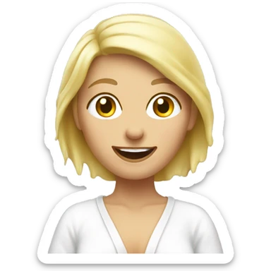 blond woman pleased after a shower  sticker