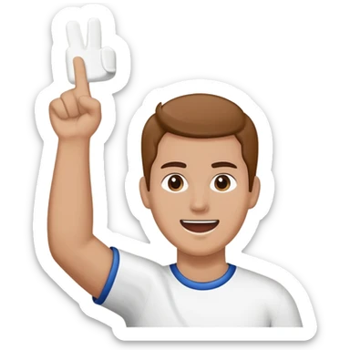 person cheering at a sports game, holding a foam finger or waving, stadium background sticker