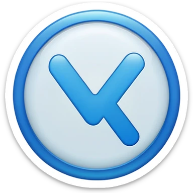 A white tick between a blue circle sticker