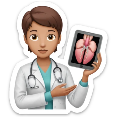  androgynous  medium skin toneradiologist holding an image of the uterus sticker