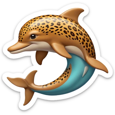 the dolphin emoji, but instead of blue skin it has leopard skin on the whole body (no blue anymore) sticker