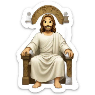 jesus on a throne saying Hi sticker