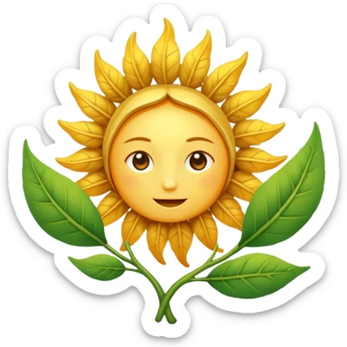 the sun that stretches out its arms to embrace, and its arms are shaped like leaves sticker