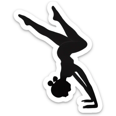 Girl with a bun doing a handstand silouette sticker
