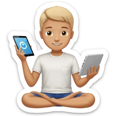 Boy sit like a boss, talk tap2 screen and share.. Tqvm sticker