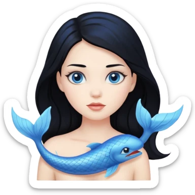 mythological siren black hair sticker