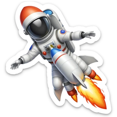 A rocket ship blasting off with a Loon in a spacesuit riding it sticker