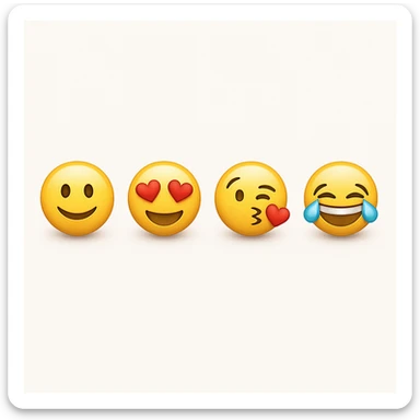 make four emojis on white background with good amount of shadow  sticker