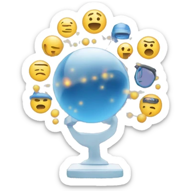 Create an emoji symbolizing 'Data & Society,' combining elements like a data cloud or network with a human figure or globe. The emoji should blend tech and human themes, capturing data's impact on society. sticker