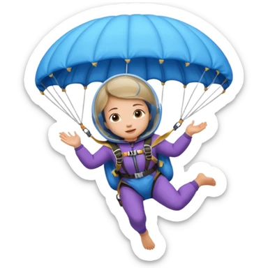 Skydiving girl baby shaman with parachute and UFO blue sticker