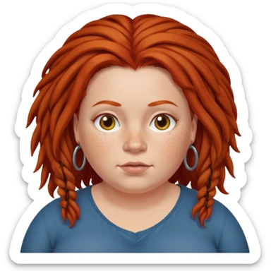 fat redhead woman with dreadlocked hair sticker