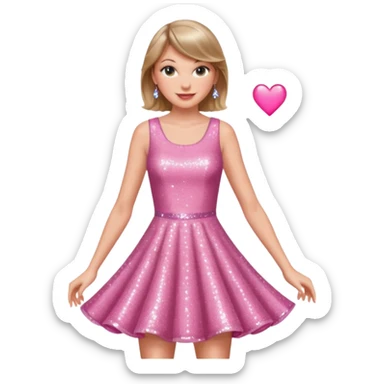 Taylor Swift smile in a sparkling pink dress sticker