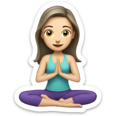 white brunette girl doing yoga sticker