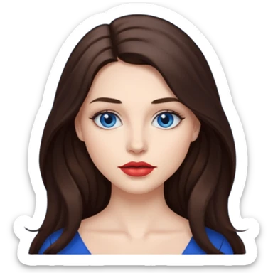 Woman with fair skin long brunette hair dark blue eyes and full lips sticker