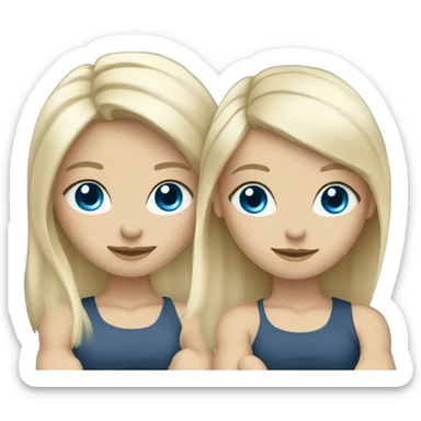 Two white blonde girls with blue eyes lifting weights sticker