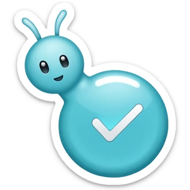 A white tick ✔️with a cyan circle back ground  sticker