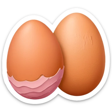 two skin tone peachy beige-pink egg shaped balls/spheres, both same size and same color, add a bumpy, loose, wrinkly skin texture with folds to both.  sticker